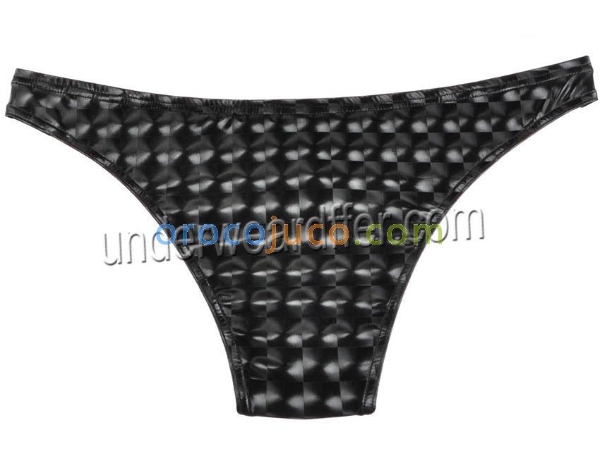 Hommes Brillant En Cuir Comme Sous Vêtements Sexy Bikini Briefs Bulge Pouch Soft Mini Slip MU430S