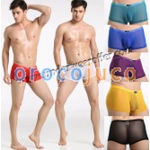 Sexy Men’s Sheer Boxer Briefs Bulge Pouch Underwear See Through Mesh Boxers Size S M L 8 Colors For Choose MU883