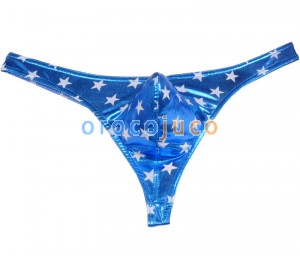 New Stars 's Bright Stars Motif Faux Cuir Bikini Pochette T-Back Underwear MU428X