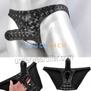 Мужчины 3D Pattern Nuts Out Briefs Faux Ball Hole Underwear Bikini Long Pouch Brief MU427S