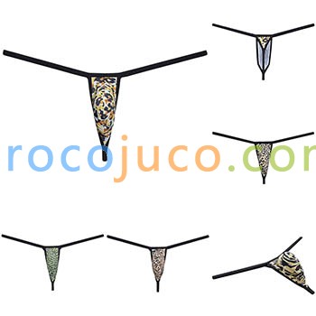 Men's Thongs Fashion Bikini Shorts Protruding Pouch G-strings Leopard Print T-back For Underwear