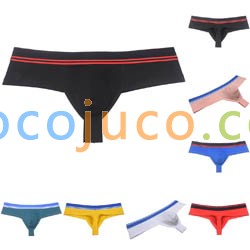 Men's Cotton Boxer Briefs Pouch Thong Skimpy Shorts 1/3 Buttocks Underwear