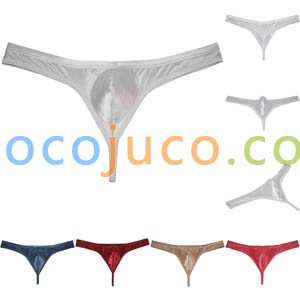 Men's Low Rise Contour Bulge Pouch Thong Underwear Shiny Bikini Jockstrap String Tangas