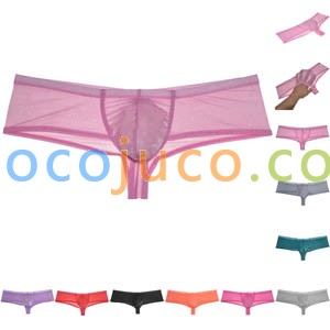 Men's Organdy Cheeky Boxers Thong Underwear Shiny & Soft Brazilain Bikini Briefs