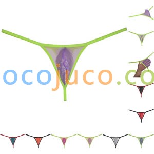 Men's Sheer Underwear Pouch T-Back Organdy Tangas Glass Yarn Bikini Thong Silky Thin G-String