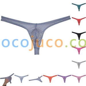 Sexy Men's Sheer Glass Yarn Bikini Thong Underwear Pouch T-back Organdy Tangas