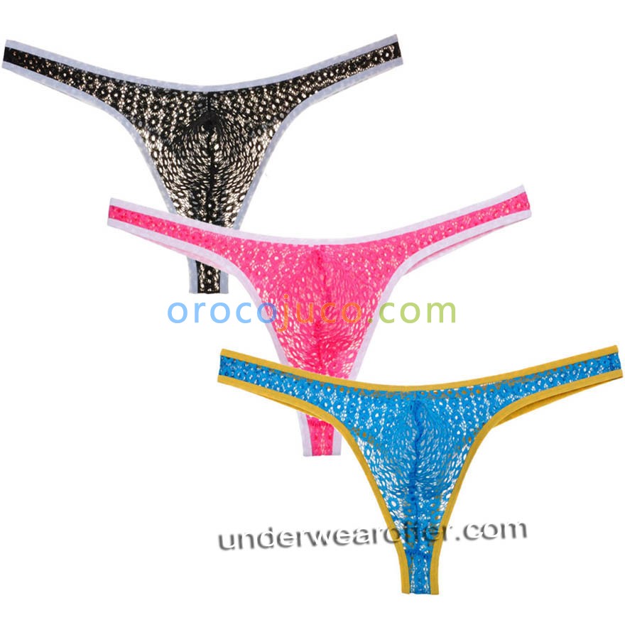 New Sexy Men's Transparent Lace Bikini Thongs Underwear Sexy String Tangas Pouch G-String Pants MU231X