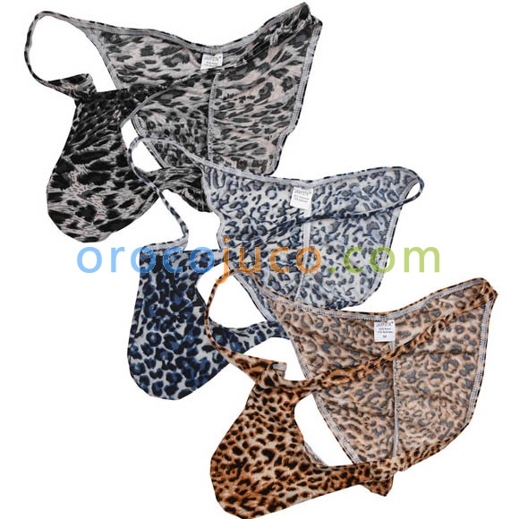 New Men's Leopard Posing Bikini Briefs Underwear Male Bulge Pouch Sexy Boxers Mini Pants MU04N