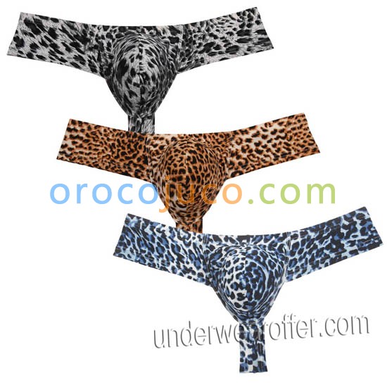 New Sexy Bulge Pouch Thong Men's Leopard Posing Brazilian Bikini Underwear Boxer Pants  MU06N