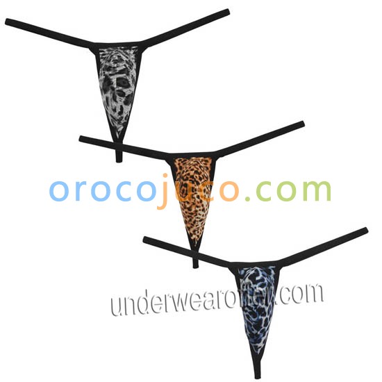 Sexy Men's Underwear G-String Thong  Extreme Leopard Print T-Back Micro Bikini Tanga  MU08N