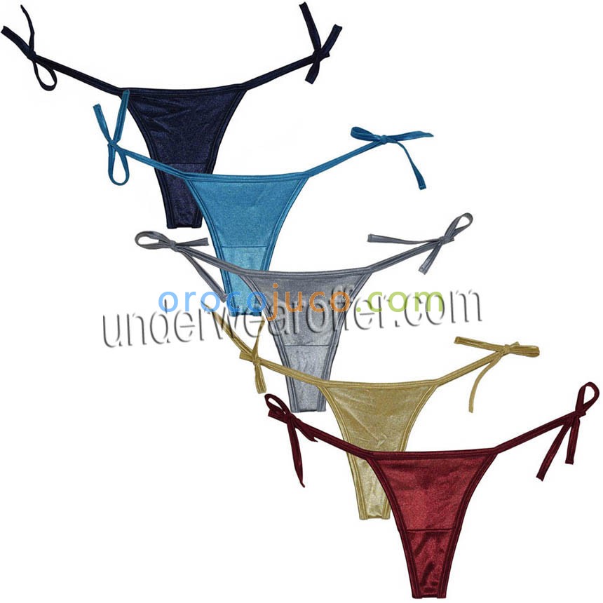 Women Sexy Charm Smooth G-string Shiny Tie Side Brazilian Bikini Thong Panties  MU2005