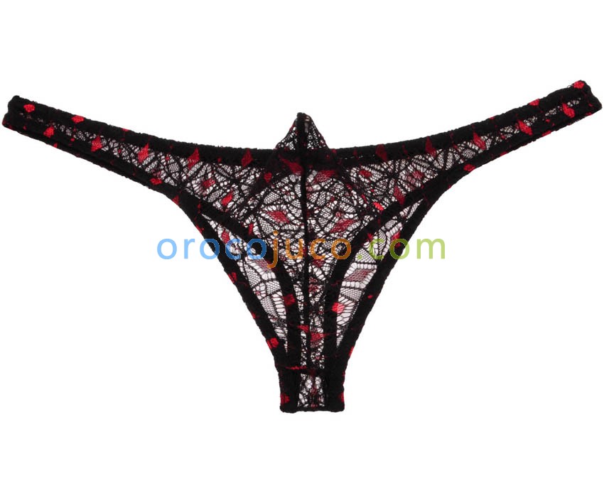 Men Jacquard Lace Bikini Thong Pouch T-Back Underwear Diamond Solid Mini Briefs MU247X