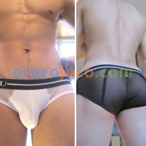 Sexy Mens See-through Underwear Briefs Shorts Black & White MU66