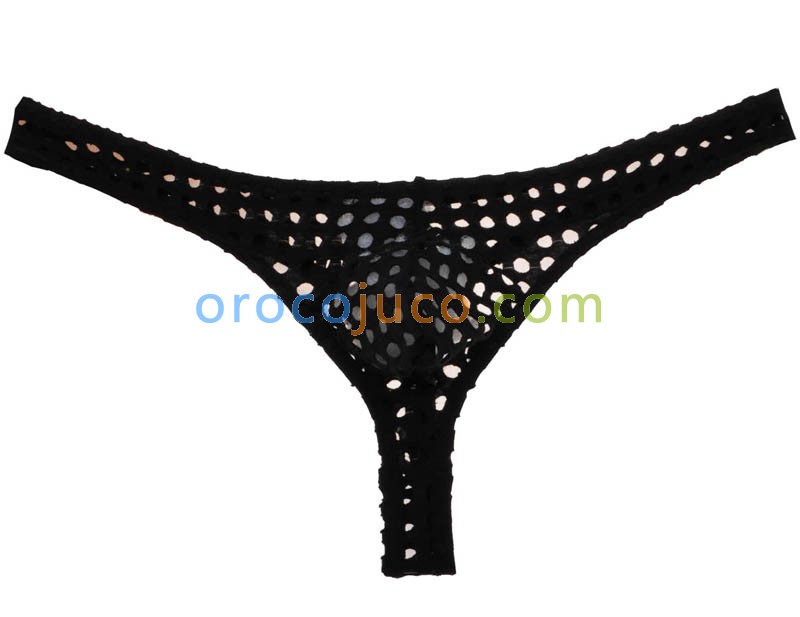 Plus Size Men's Hollow Bikini Thong Underwear Fishnet Pouch T-Back Pants Holes Mini Briefs G-String MU855