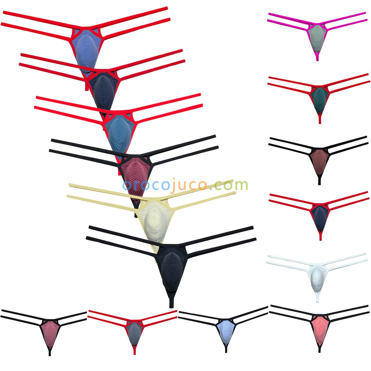 Men's Double String Belt Bikini Thong Underwear Silk Soft Pouch T-back Lingerie MUOR3012