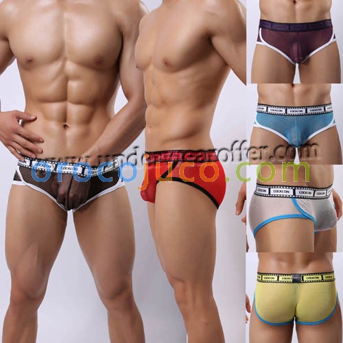 Brand New Sexy Men's See-through Soft Mesh Briefs Underwear Comfy Videotape Style Belt Briefs 6 Colors MU376