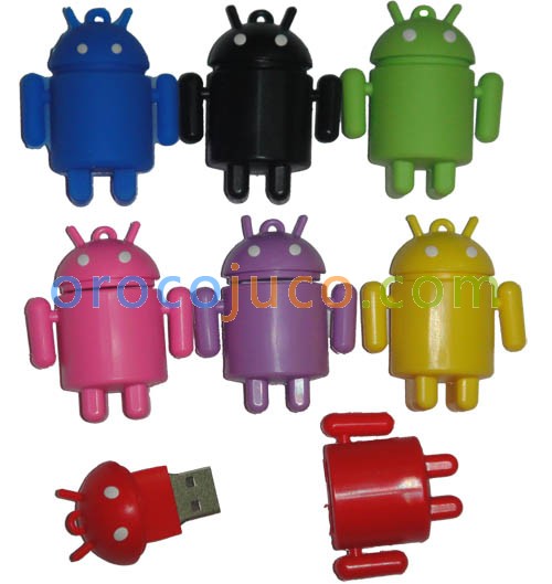 8/16/32GB CuteRobot USB Flash Memory DriveRubber Android Robot Figure ShapedPen DriveEU14