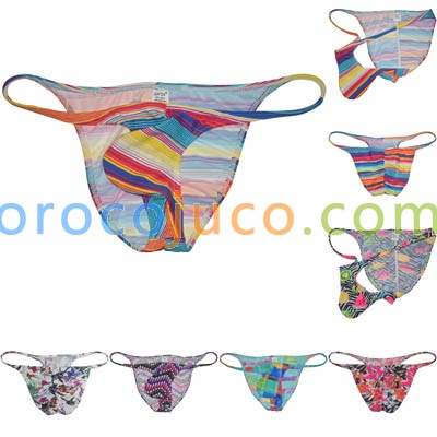 Mens Bulge Cheeky Briefs Underwear Brazilian Pucker Bikini Polychrome Briefs
