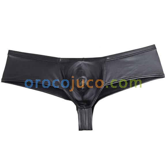 Men Leather Like Stretch Bikini Boxer Underwear Cheeky Briefs Micro Thong Boxers MU85