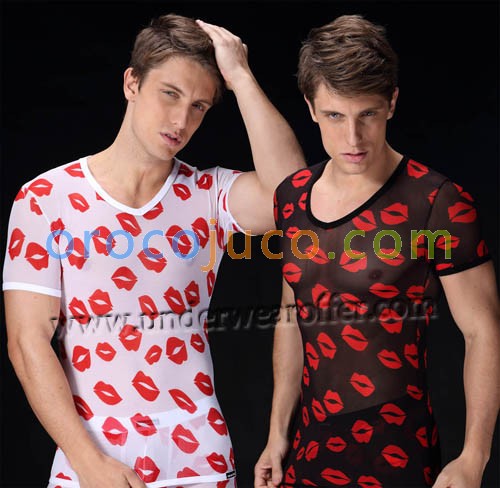 Super Sexy Men's Colorful Underwear See Through Soft Mesh T-Shirts Size L XL XXL MU957