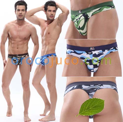 Sexy Men’s Camo Mini Bikinis Thongs Underwear Super Soft Tanga Camouflage T-Back 4 Sizes 5 Colors Available MU1849
