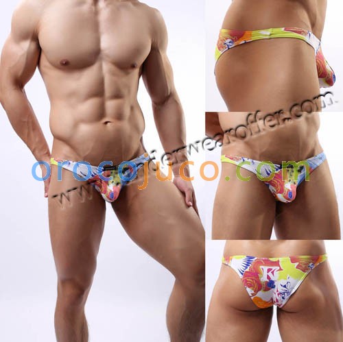 Cotton Men’s Sexy Bikinis Boxer Thongs Underwear Color Printed Mini Briefs MU1945