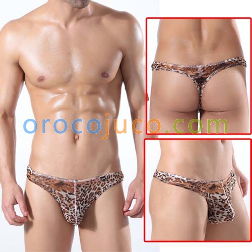U-Briefs Sexy Leopard Men's Small Mesh Underwear T-Back MU315 M L XL   