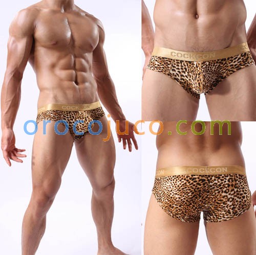 Super Soft Sexy Men’s Leopard Boxers Briefs Underwear Bulge Pouch Briefs MU349 Size M L XL For Choose