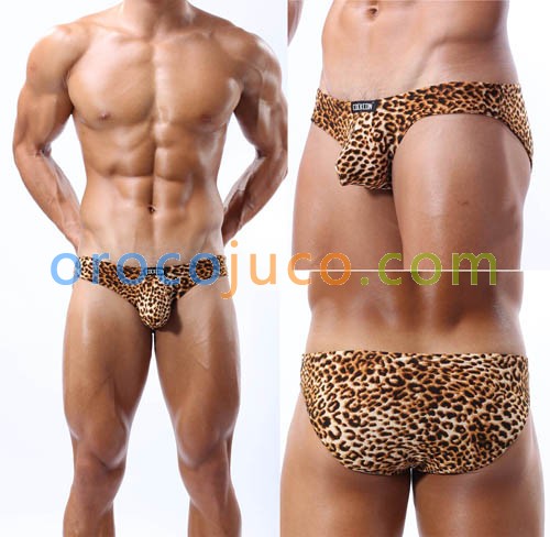 Men’S Sexy Soft Leopard Underwear U-Briefs Bikini Brief Bulge Pouch Briefs MU338 Size M L XL For Choose