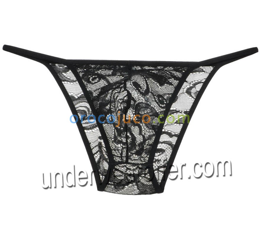 Men's Lace Rope Bikini Brief Male Floral Branch Gay Sissy Pouch Mini Briefs Underwear Short Pants MU880L