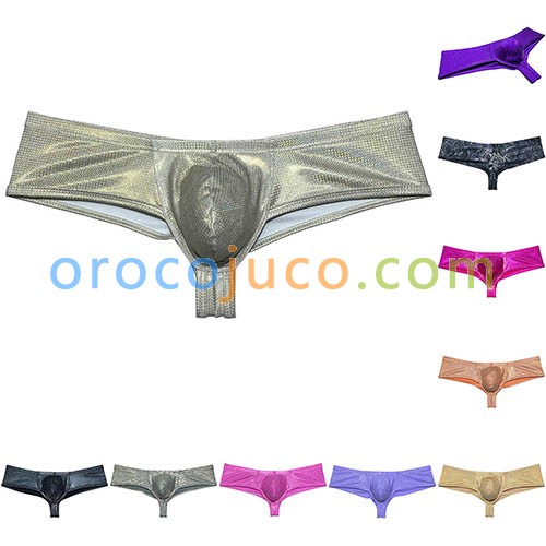 Men Shiny Metallic Cheek Underwear Boxer Briefs Sports Shorts Mini Bikini Trunks MUOR288