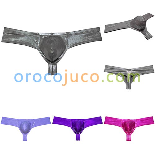 Sex Men Shiny Metallic Cheek Underwear Mini Bikini Trunks 1/3 Rear Skimpy Briefs MUOR290C