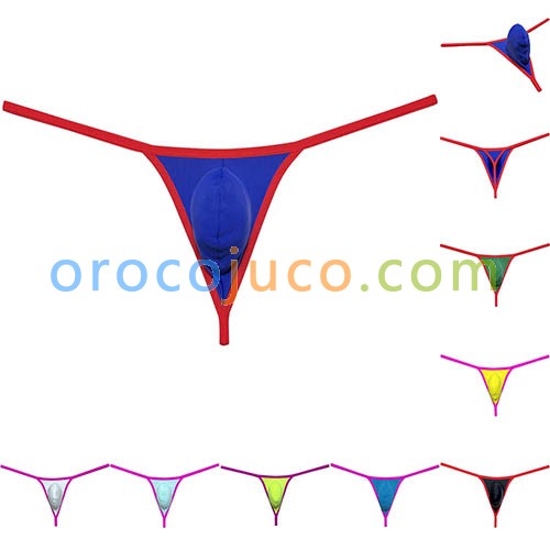 Men's Solid Swimsuit Fabric Bikini Thong Underwear Male T-back Pouch G-string MUOR3002