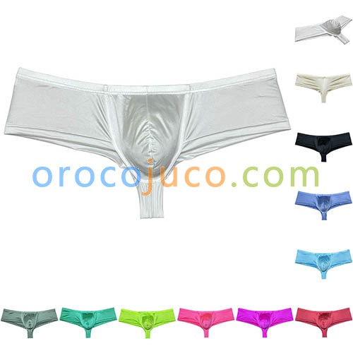 Men Glossy Bikini Underpants 1/2 Hip Underwear Bulge Pouch Boxer Briefs Swimsuit MUOR315