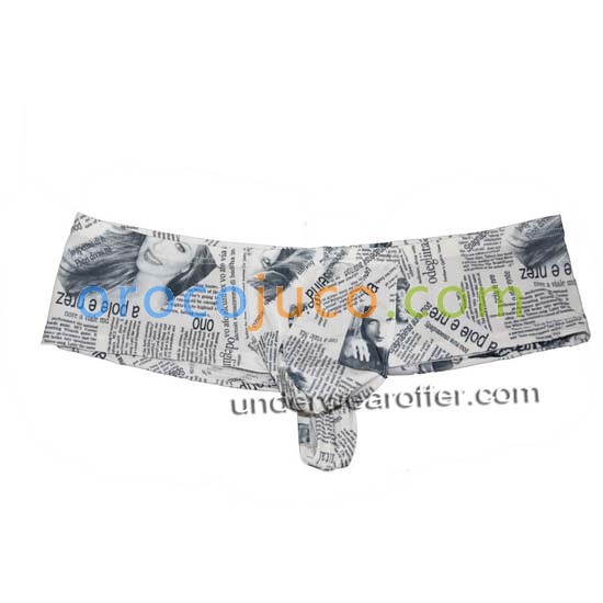 Men's Newspaper Bikini Boxer Underwear Cheeky Briefs Big Cut Micro Thong Boxers MU734