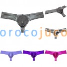 Sex Men Shiny Metallic Cheek Underwear Mini Bikini Trunks 1/3 Rear Skimpy Briefs MUOR290C