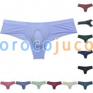 Men‘s Stripe Thin Ice Silk Bikini Boxer Briefs Mini Enhance Pouch Underwear