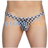 Men's Bulge Pouch T-back Plaid Tanga Underwear See-through Plaid Mesh Thongs MU214X