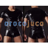 Sexy Mens faux leather T-shirt underwear MU95