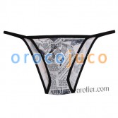 Men's Newspaper Bikini Briefs Underwear Low-rise Jockstrap Elastic String Briefs MU736