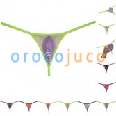 Men's Sheer Underwear Pouch T-Back Organdy Tangas Glass Yarn Bikini Thong Silky Thin G-String