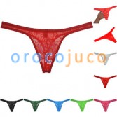 Men's See-through Jacquard Lace G-string Breathable T-back Bright colours shining Underwear