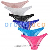 Sexy Men's Bulge Pouch Mini Briefs Lace Thong Underwear See-through Lace Briefs MU234X