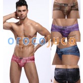 Sexy Men’s Smooth & Soft Jeans Style Underwear Cowboy Pattern Pouch Boxers Briefs Asia Size M L XL 5 Colors For Choose MU366