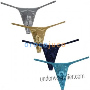 Men Shiny Micro Thong Underwear Male Penis Pouch String Tangas Lingerie T-Back MU625