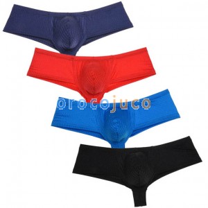 Fashion Men's Skimpy Boxers Thong Underwear Male Drawnwork Liquid Stretch Trunks Shorts MU75N