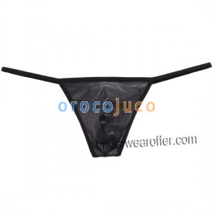 Men's Leather Like Tangas Underwear Male Low-rise Jockstrap Elastic String Thong  MU83X