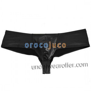 Men Leather Like Stretch Bikini Boxer Underwear Cheeky Briefs Micro Thong Boxers MU85X