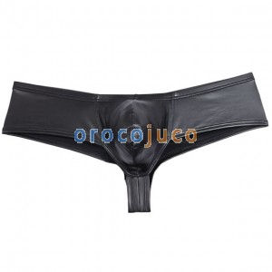 Men Leather Like Stretch Bikini Boxer Underwear Cheeky Briefs Micro Thong Boxers MU85