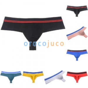 Men's Cotton Boxer Briefs Pouch Thong Skimpy Shorts 1/3 Buttocks Underwear